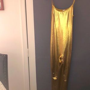 Gold spandex/polyester jumpsuit